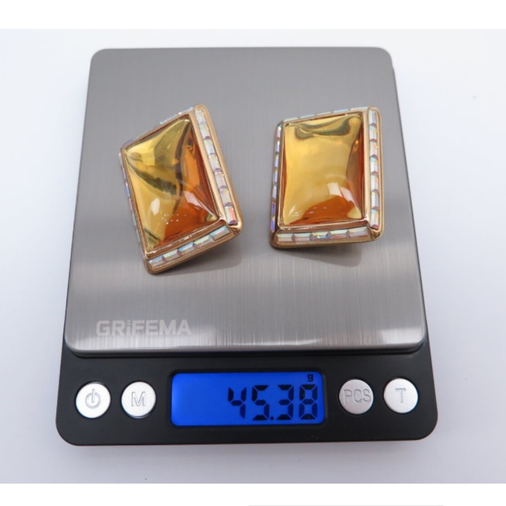 Yves Saint Laurent Cabochon Rectangular Earrings - image 5